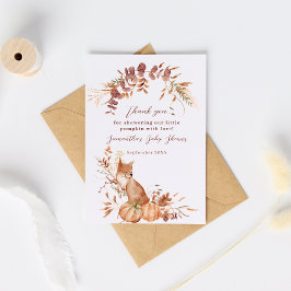 Elegant Autumn Terracotta Fox Pumpkin Baby Shower Tack Kort