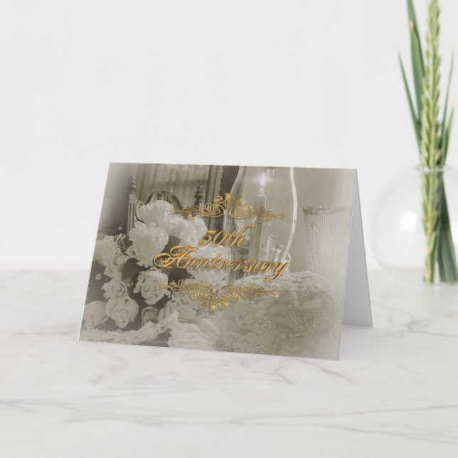 elegant av 50-årsdagen av inbjudan till delkort (Framsida)