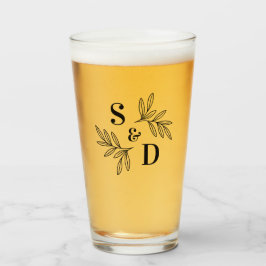 Elegant av alla färg bröllop monogram grey löv glaskopp