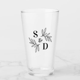 Elegant av alla färg bröllop monogram grey löv glaskopp