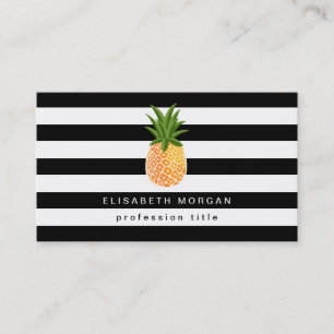 Elegant av ananas Logotyp Svartvit Rand Visitkort