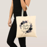 Elegant av andningsutandning vid Blommigt Bridesma Tygkasse<br><div class="desc">Tvättfärgsöverstrykningsdesign med Blommigt med handmålade stommar, vindrutor, Löv, flytande. Färgblått, Dusty blue, Mörk nästan Black Grått och Mauve rosas tips. Med Hand plockade Line inslag, , Chic, , utandning av penselskript Typsnitt och Elegant Blommigt - Bridesmaid Tote bags! ~ Kolla min butik för att se hela sviten för den här...</div>
