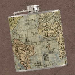 Elegant av antik World Map-kolv Fickplunta