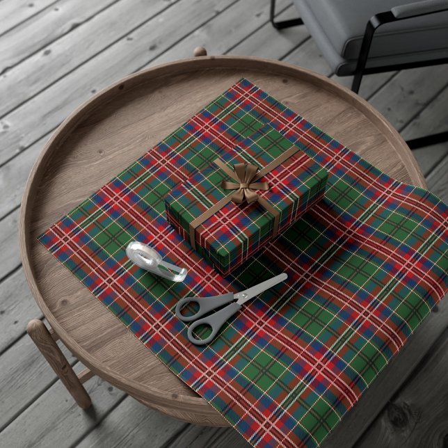 Elegant av belagd röd Grönt Rustic Classic Tartan Presentpapper (Plaid MacCulloch Tartan Wrapping Paper)