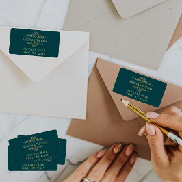 Elegant av bensin Grönt  Golden Ram Adressetikette Adressetikett