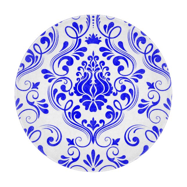 Elegant av blått och vitt Blommönster (Framsidan)