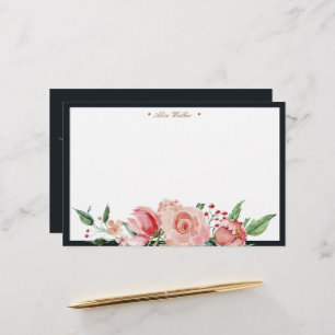 Elegant av blommigt i Midnight-bloom-monogram Brevpapper