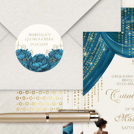 Elegant av Blommigt Quinceanera Runt Klistermärke