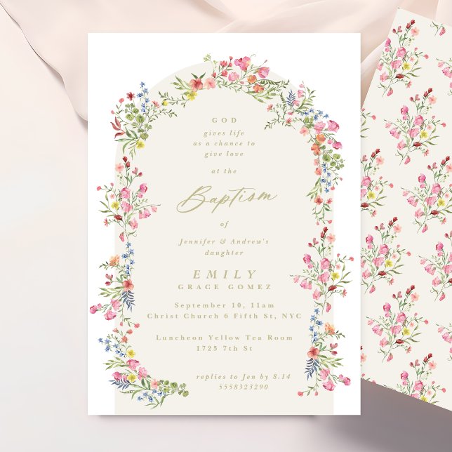 elegant av blommigt Sommarbaptism Inbjudningar (Skapare uppladdad)