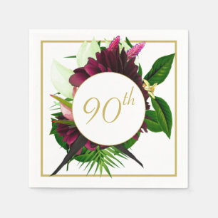 Elegant av Blommigten 90:e blå Guld Modern födelse Pappersservett