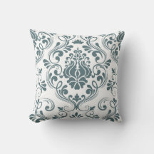 Elegant av Blommönstret Sage Blue and White Damask