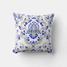 Elegant av Blommönstret Sage Grönt och Blue Damask