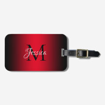 Elegant av Bright Red and Black Ombre Monogram