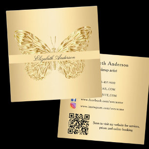 Elegant av Butterfly guld QR-kod Fyrkantigt Visitkort