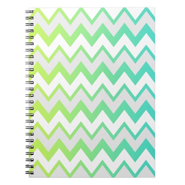 Elegant av Chevron mönster lime green teal aqua om Anteckningsbok Med Spiral (Framsidan)
