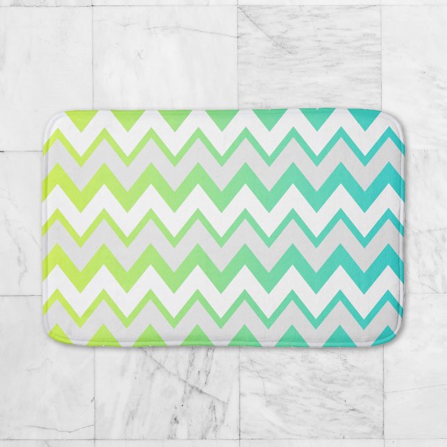 Elegant av Chevron mönster lime green teal aqua om Badrumsmatta (Skapare uppladdad)