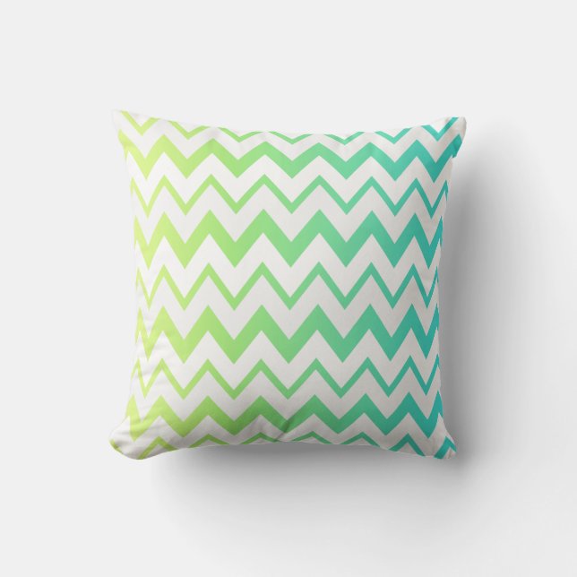 Elegant av Chevron mönster lime green teal aqua om Kudde (Framsida)