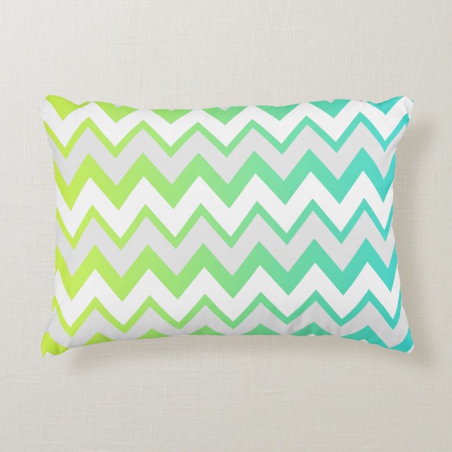 Elegant av Chevron mönster lime green teal aqua om Prydnadskudde (Framsidan)