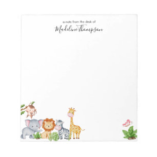 Elegant av Cute Safari Jungle Animals Kids-skript Anteckningsblock