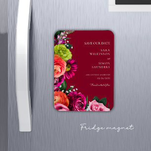 elegant av den moderna blommigten spara datumet magnet