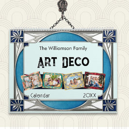 Elegant av familjefoton i Art Deco Retro Ramar Kalender