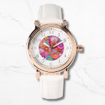 Elegant av färgstarka faux broiderad Blommigt Armbandsur<br><div class="desc">Eleganten Womans Watches i färglös Faux-broiderad Blommigt har en färgstark modern faux-brodery-blommigt för rosa,  lila,  orange,  blått och gult. Skapat av Evco Studio www.zazzle.com/store/evcostudio</div>