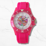 Elegant av färgstarka faux broiderad Blommigt Armbandsur<br><div class="desc">Eleganten Womans Watches i färglös Faux-broiderad Blommigt har en färgstark modern faux-brodery-blommigt för rosa,  lila,  orange,  blått och gult. Skapat av Evco Studio www.zazzle.com/store/evcostudio</div>