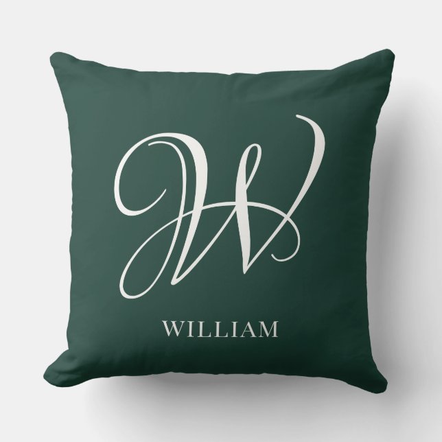 Elegant av första Personligen Emerald Monogram Kudde (Framsida)