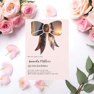 Elegant av fotobokräm Quinceanera Inbjudningar