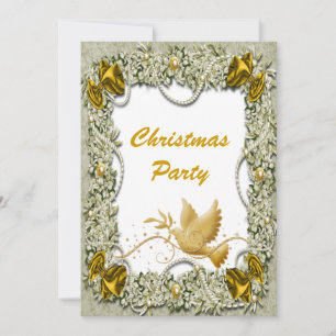 Elegant av fredsduvan guld jul inbjudningar