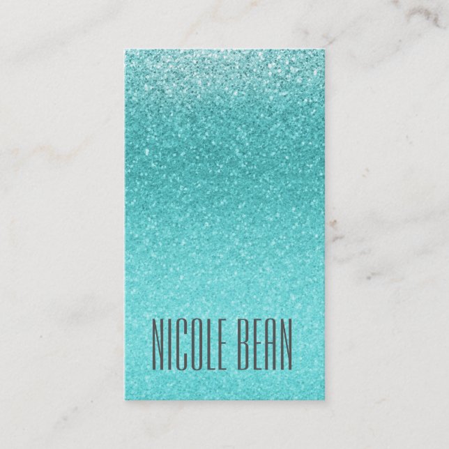 Elegant av Glam Party vid Gnistra av Aqua Sea Blue Visitkort (Framsida)
