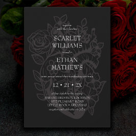 Elegant av gotin Handfastesvart Blommigt Heart Inbjudningar