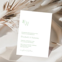 elegant av grönt - minimalistisk bröllopsinbjudan