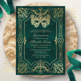 Elegant av Grönten Masqueramask Quinceanera Inbjudningar