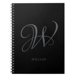 Elegant av initial Personlig, svart Grått Monogram Anteckningsbok