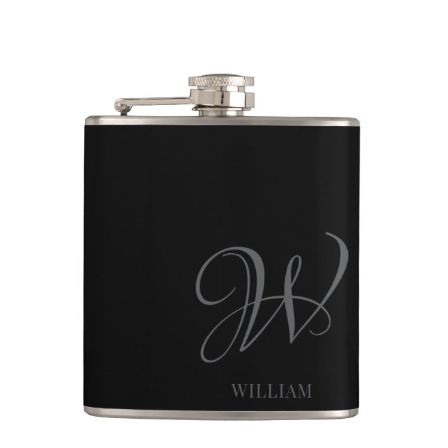 Elegant av initial Personlig, svart Grått Monogram Fickplunta (Framsidan)