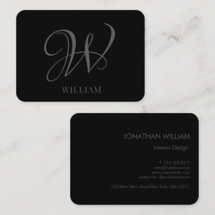 Elegant av initial Personlig, svart Grått Monogram Visitkort