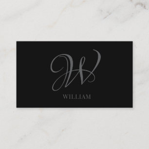 Elegant av initial Personlig, svart Grått Monogram Visitkort