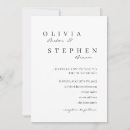Elegant av klassisk svartvit typografi Bröllop Inbjudningar
