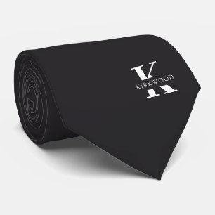 Elegant av kol-Grått Monogram + Namn   Ensidig Slips