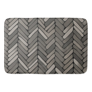 Elegant av kol och Grått Herringbone Geometric Badrumsmatta