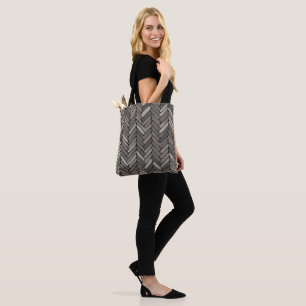 Elegant av kol och Grått Herringbone Geometric Tygkasse