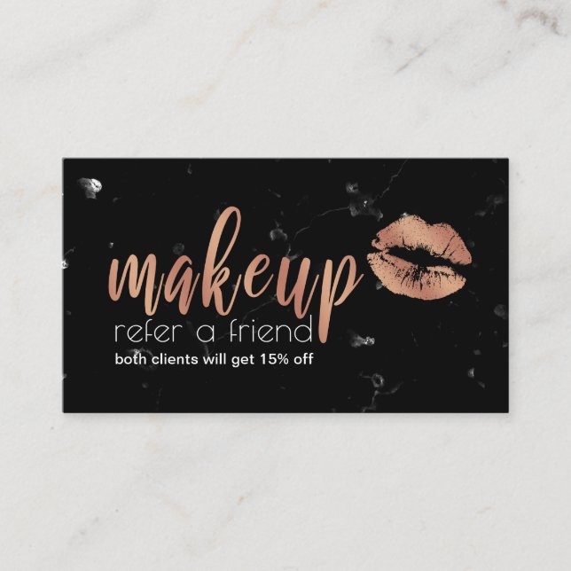 Elegant av koppar från ro guld läppar och marmorma rabattkort (Framsida)