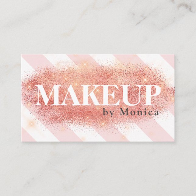 Elegant av kopparmakeup ro guld glitter rand visitkort (Framsida)