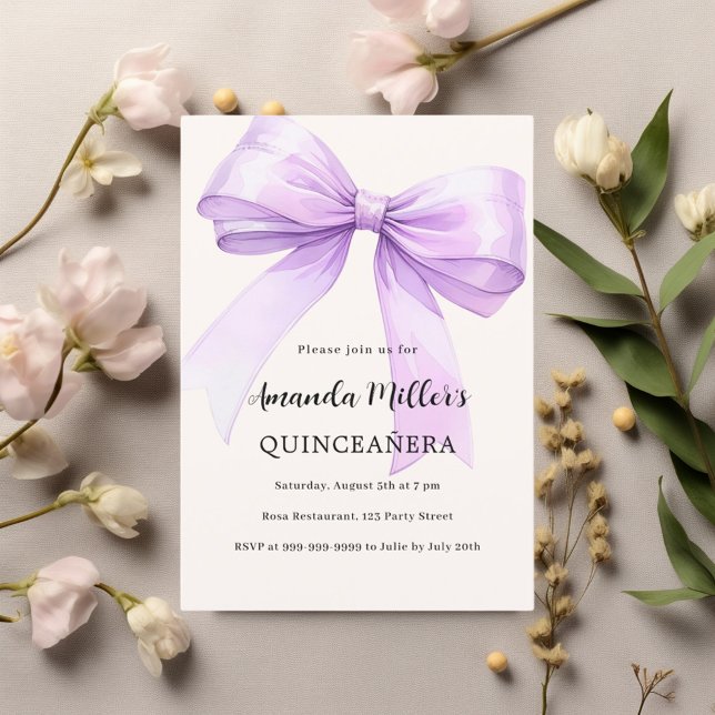 Elegant av lavender-buskgrädde Quinceanera Inbjudningar (Skapare uppladdad)