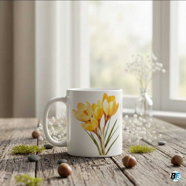Elegant av ljus gult krokblommor minimalistisk kaffemugg (Skapare uppladdad)