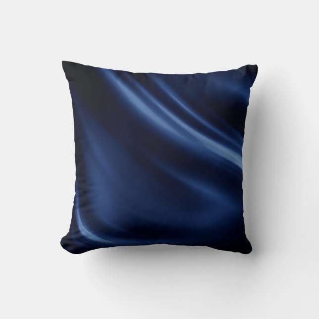 Elegant av marin blå silke satin silky mönster kudde (Framsida)