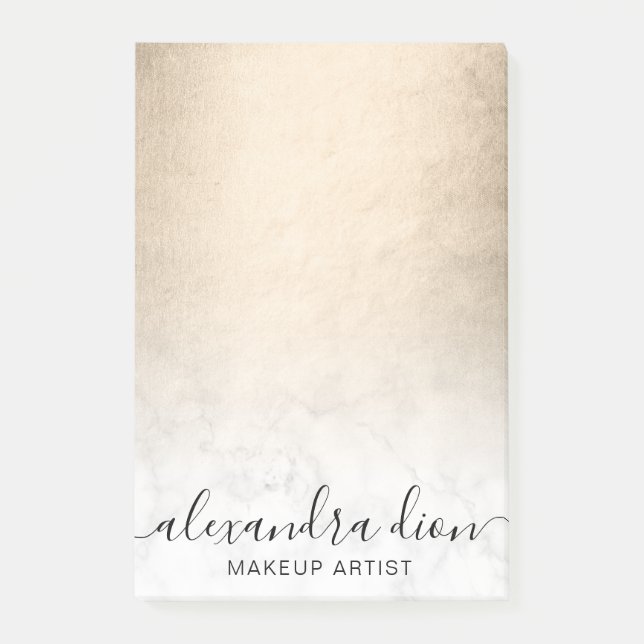 Elegant av marmelsmakeup-artist av guld post-it block (Framsida)
