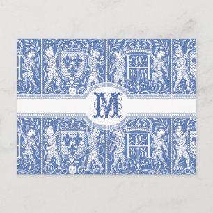 Elegant av medeltida Renaissance Blått och vitt Vykort