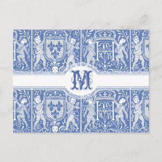 Elegant av medeltida Renaissance Blått och vitt Vykort